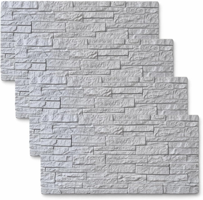 Set 4 pezzi Pannelli a muro 3D in poliuretano effetto pietra 120x60x2,5 cm resistente umidità