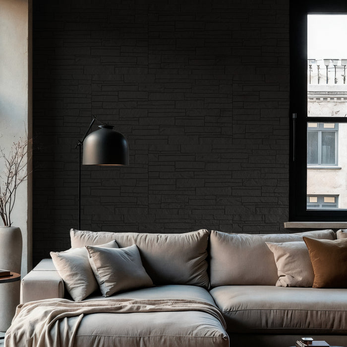 Set 4 pezzi Pannelli a muro 3D in poliuretano effetto pietra 120x60x2,5 cm resistente umidità