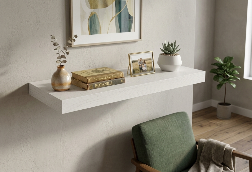 Mensola Sospesa da Muro in Legno MDF con Staffa a Scomparsa | Supporto Invisibile per Cucina Bagno Soggiorno