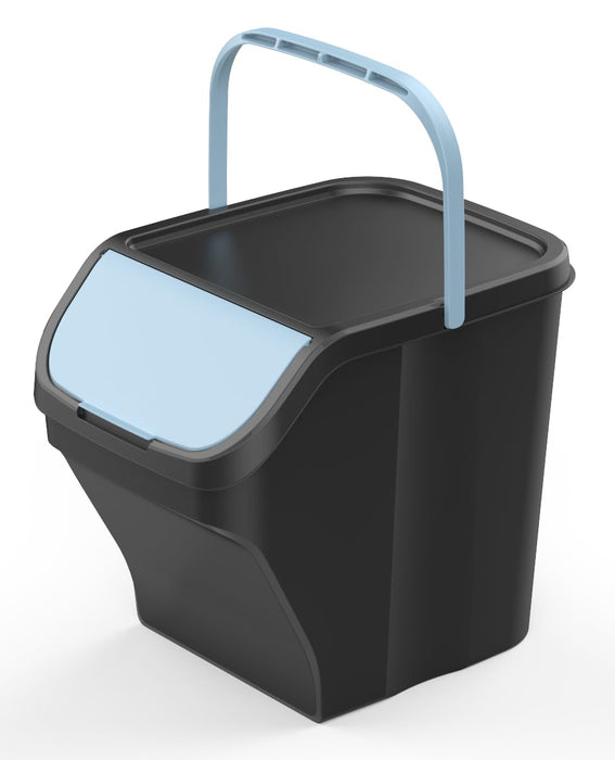 Contenitore Per Riciclaggio 147L - 2 Scomparti Con Coperchio, Grigio - Foto 5