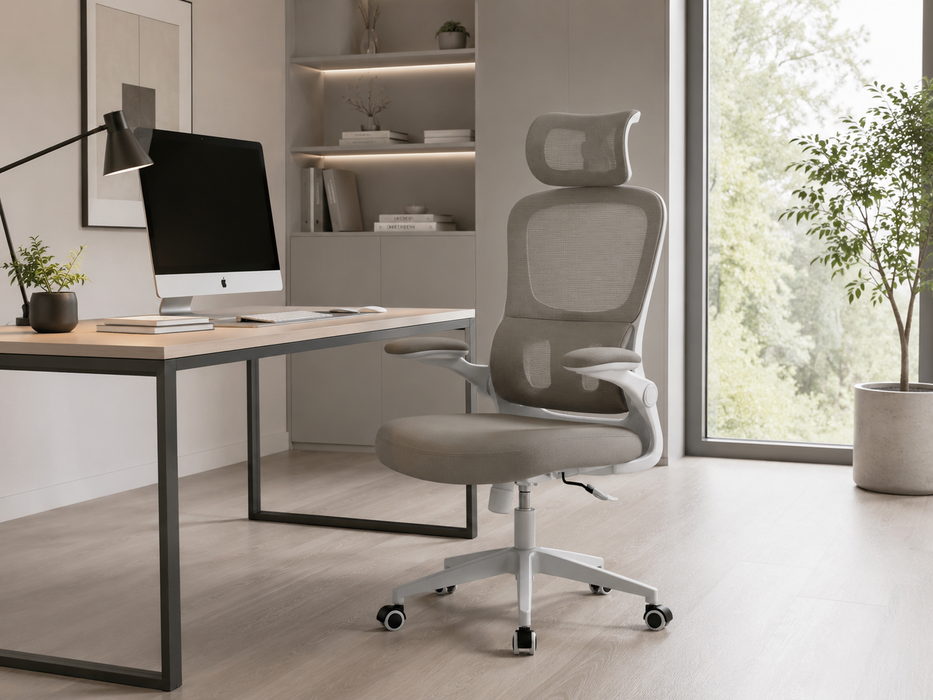 Sedia Scrivania Ufficio Ergonomica Poggiatesta Regolabile Schienale in Rete Traspirante seduta imbottita Supporto lombare