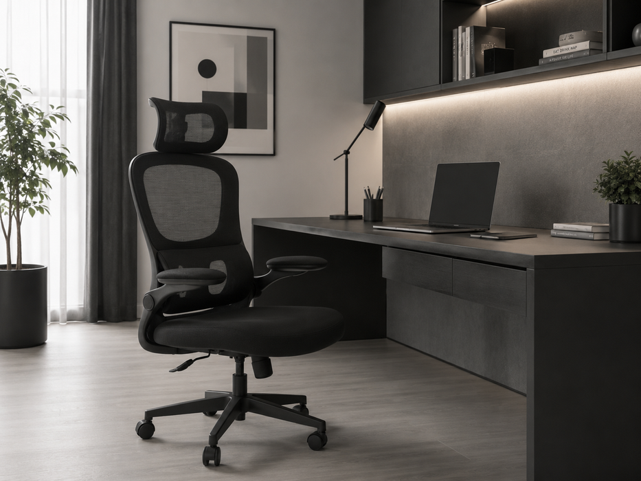 Sedia Scrivania Ufficio Ergonomica Poggiatesta Regolabile Schienale in Rete Traspirante seduta imbottita Supporto lombare