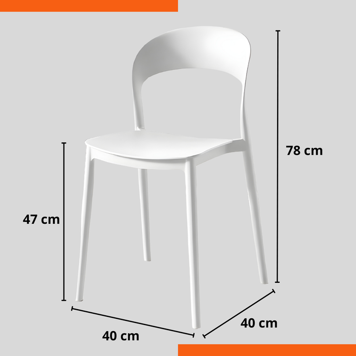 Sedia impilabile da cucina in Polipropilene 40x39x78 cm Leggera per interni ed esterni Modello LUNA