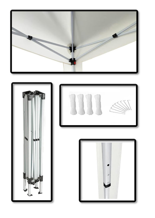 Gazebo Pieghevole Richiudibile Bianco Telo in PE 160 gr/mq Impermeabile con Borsa