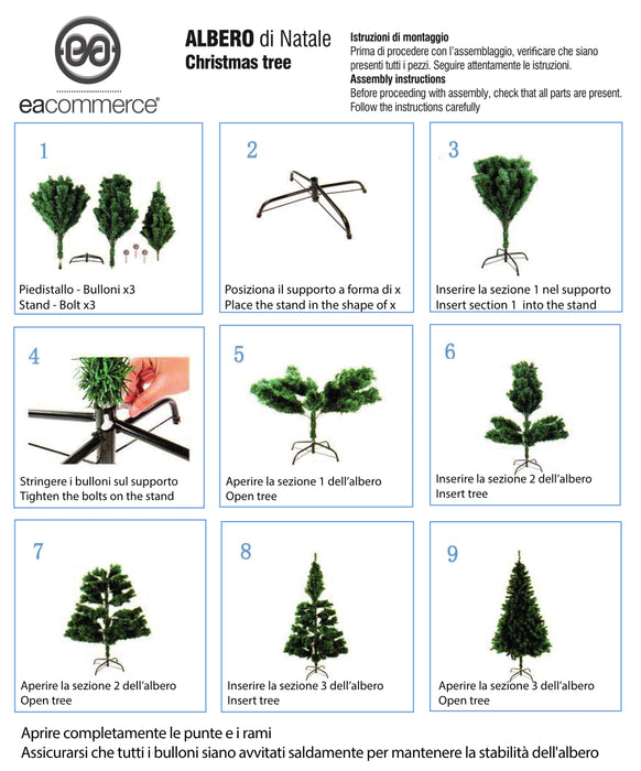 Albero di Natale MONTEA Verde Rami Fissi con Apertura ad Ombrello Realistico