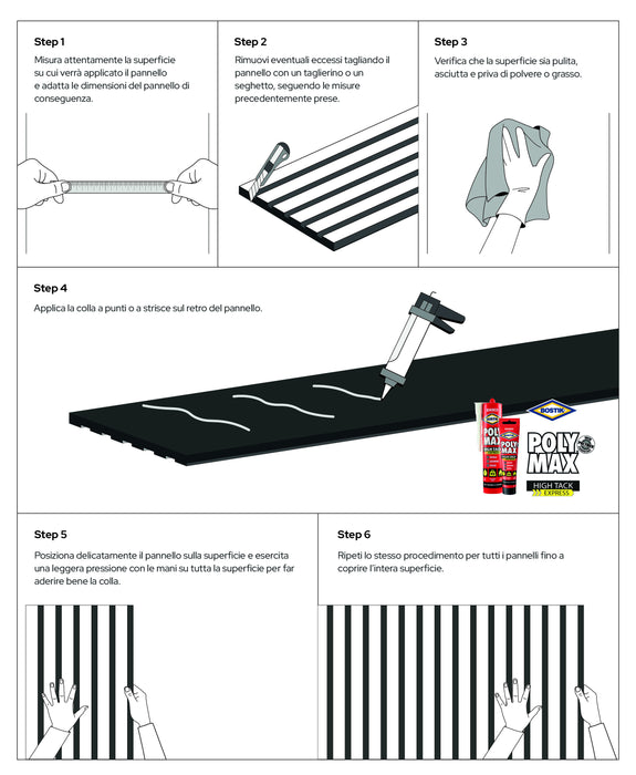 Pannello decorativo in PVC da parete con doghe effetto legno 30x120 cm, conf. 10 pezzi