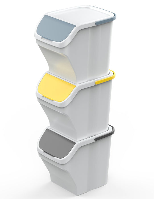 Pattumiera Contenitore 25 Litri Modulare con Maniglia Bidone Raccolta Differenziata