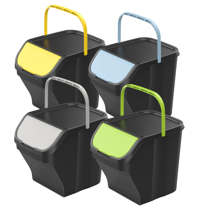 Pattumiera Contenitore 25 Litri Modulare con Maniglia Bidone Raccolta Differenziata