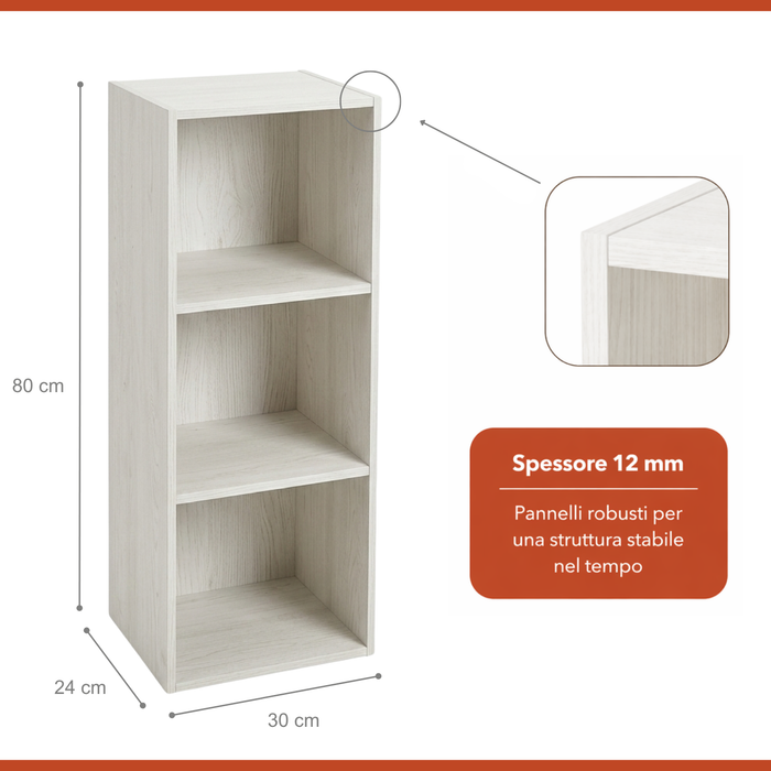 Libreria Scaffale con Ripiani Moderna Salvaspazio Design Aperto in Legno Resistente Stabile Antiribaltamento Casa Ufficio