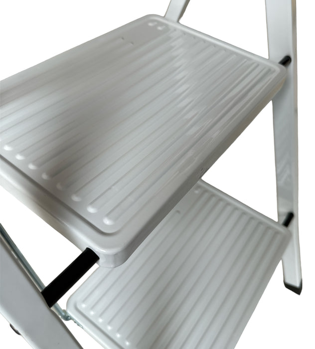 Sgabello Scala Domestica pieghevole in acciaio salvaspazio antiscivolo con gradini spaziosi