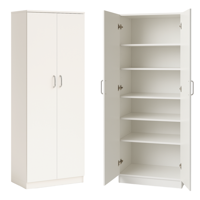 Armadio Multiuso in Legno Melaminico 2 Ante Chiusura Rallentata 5 Ripiani P38xL71x182H cm