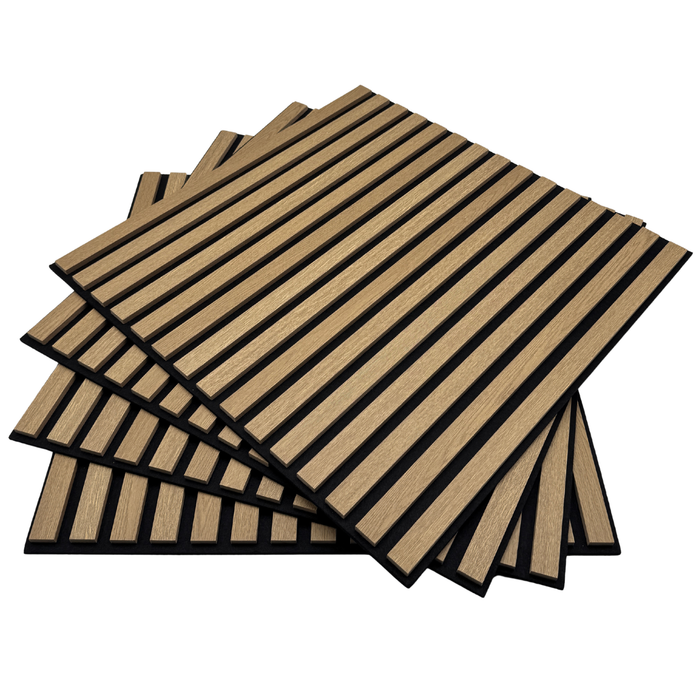 Pannello Fonoassorbente, Doghe in MDF, 60x60 cm, Rivestimento murale Isolamento acustico
