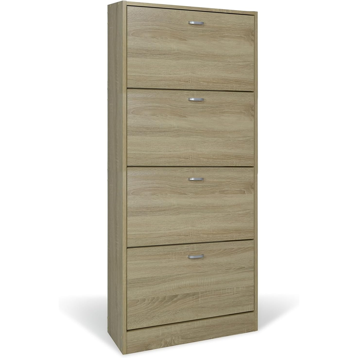 Scarpiera in Legno 4 Ante colore ROVERE Mobiletto 24 Paia 63x24x150H cm
