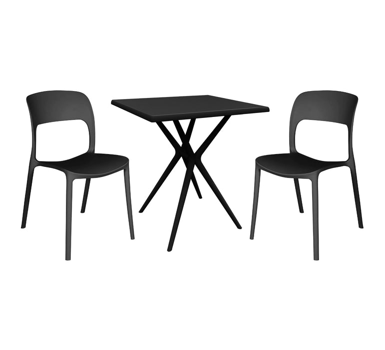 Set Tavolo + 2 Sedie da Giardino in Polistirene da esterno e interno