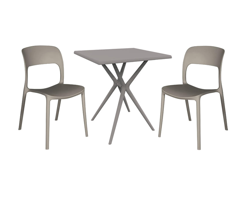 Set Tavolo + 2 Sedie da Giardino in Polistirene da esterno e interno