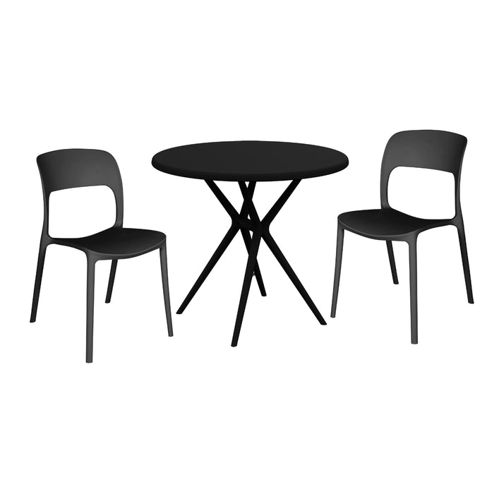 Set Tavolo + 2 Sedie da Giardino in Polistirene da esterno e interno