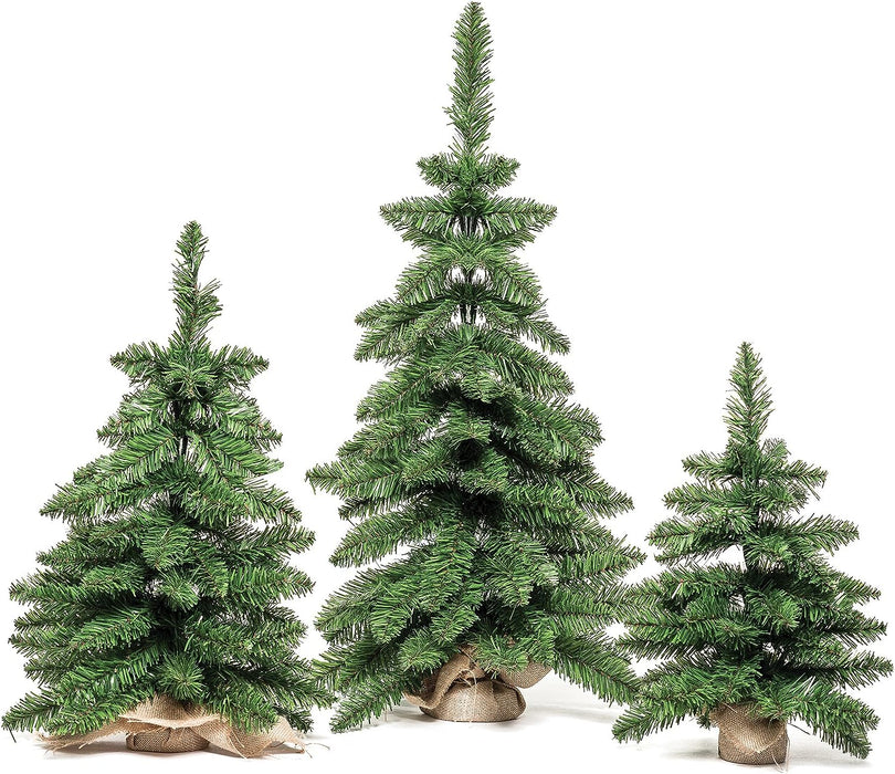 Albero di Natale Alberello Pinetto Verde in PVC ignifugo con Base rivestita in Juta …