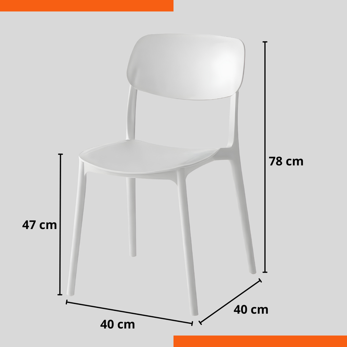 Sedia impilabile da pranzo in Polipropilene 40x39x78 cm Leggera per interni ed esterni Modello SUN