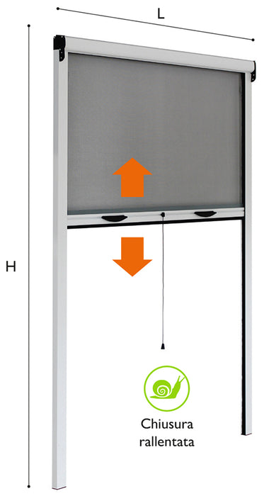 Zanzariera a Rullo Verticale a molla in Fibra di Vetro Telaio in Alluminio Riducibile Avvolgimento automatico