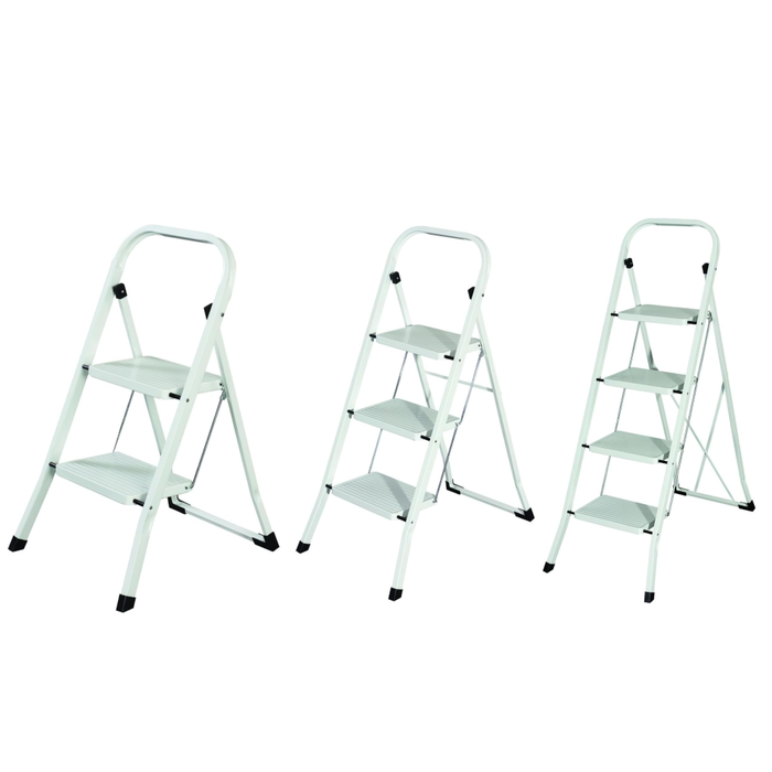 Sgabello Scala Domestica pieghevole in acciaio salvaspazio antiscivolo con gradini spaziosi