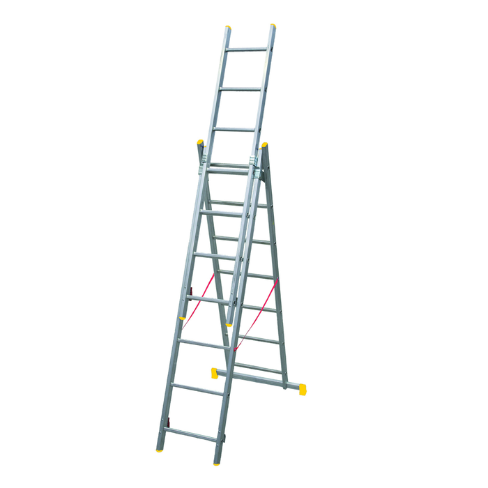 Scala Trasformabile tripla 3 Elementi da 7 a 11 Gradini fino a 8 metri di altezza con barra stabilizzatrice