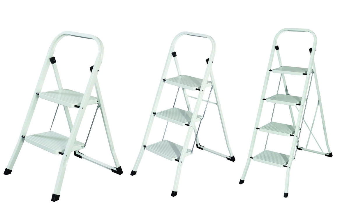 Sgabello Scala Domestica pieghevole in acciaio salvaspazio antiscivolo con gradini spaziosi