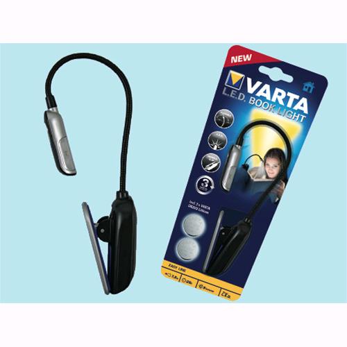 Torcia Varta Led Book Light Con Due Pile Cr 2032 Led 5mm Per Lettura Libri 6pz