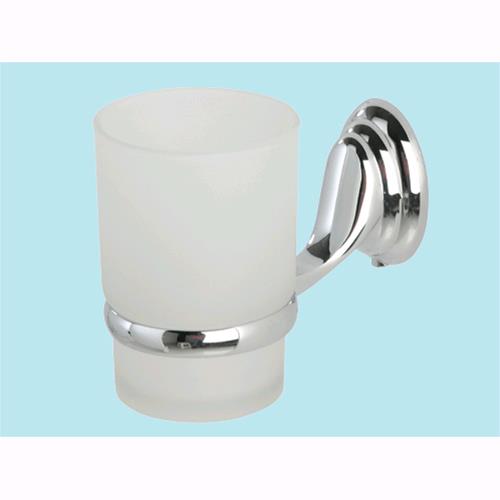 Portaspazzolino Mod.Facile Cromato/Vetro Satinato + Accessori Fissaggio -091001b