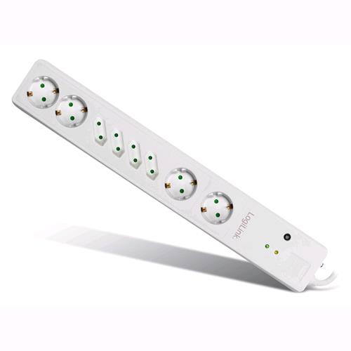 LOGILINK Multipresa Master-Slave a 4 Uscite Schuko / 4 Italiane Bianco