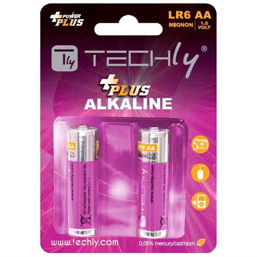 Techly Blister 2 Batterie Power Plus Stilo AA Alcaline LR06 1,5V