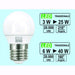 Lampadine Ecolight Led Mini Globo - E 27 - 3 Watt - 3000 K - Luce Calda - Lumen 250