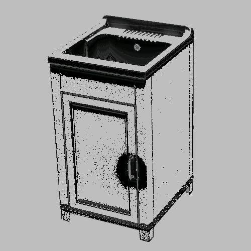 Mobile Lavatoio  Cm 45X50Xh.85 In Resina E Pvc Chiusura Ad Anta Singola Inferiore