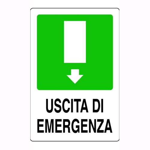 Cartello Segnaletico Plastica Uscita Emergenza Giu Mm.300X200 Conf. 10 Pz