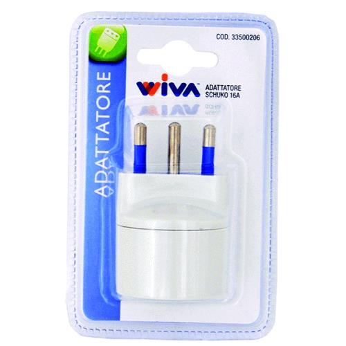 Adattatore Singolo Schuko  Spina 2P + T 16A Presa: 2P + T 16A Schuko In Blister
