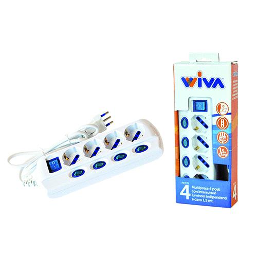 Ciabatta Multipresa Con Interruttori  Art. 31500612 Con 4 Prese Bipasso Schuko