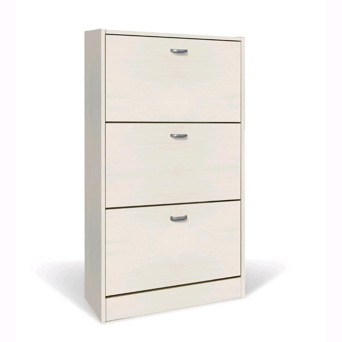 Scarpiera in Legno 3 Ante colore Bianco Nordico Mobiletto 18 Paia 63x24x115H cm