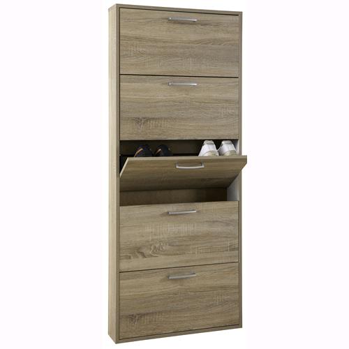 Kit Scarpiera 5 Ribalte  Cm.65X15X164H Colore Rovere