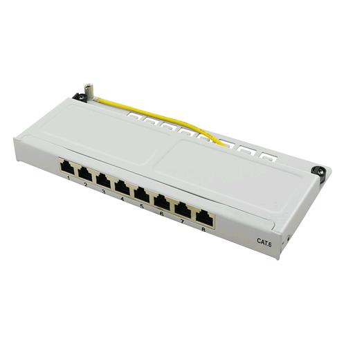Logilink Mini Panello Patch Cat.6,  schermato, 0,5U, 8 Porte, Grigio