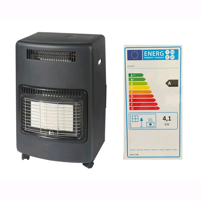 Stufa a Gas Infrarossi VENTILATA fino a 4,1 Kw Antiribaltamento + Regolatore GAS