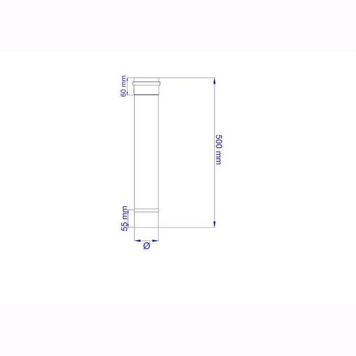 Tubo per Stufa a Pellet Acciaio rivestito con smalto porcellanato 50H cm 8 Ø cm - PNL801