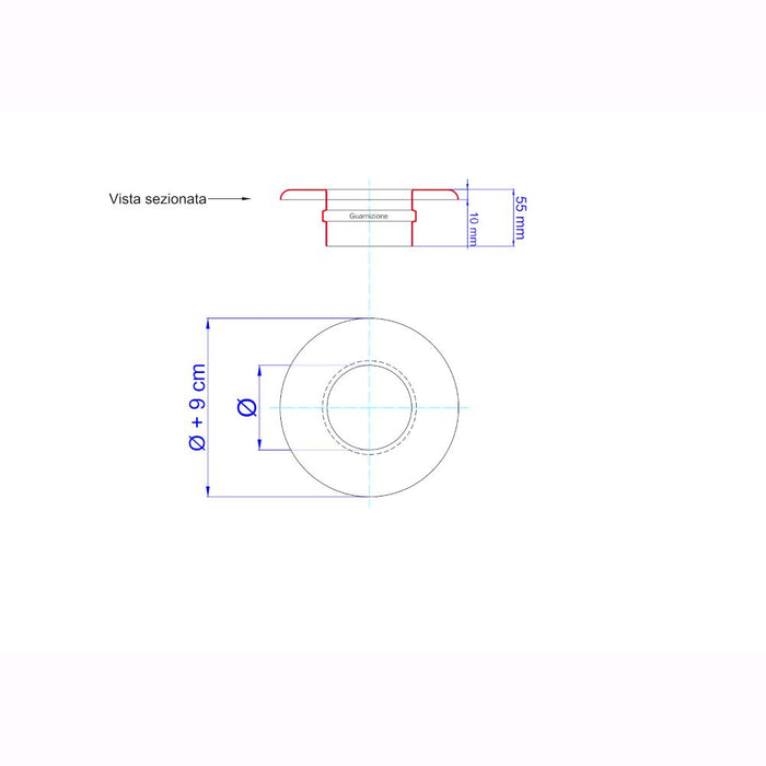 Rosone per Tubi Stufa a Pellet Acciaio rivestito con smalto porcellanato 8 Ø cm - PN809