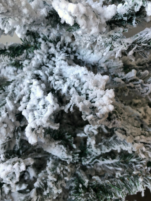 Albero di Natale Innevato Floccato 210cm 750 Rami PVC con Neve apertura ombrello