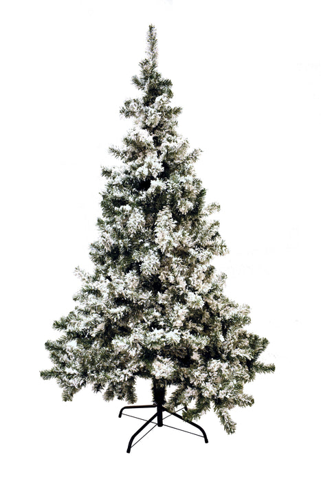 Albero di Natale Innevato Floccato 210cm 750 Rami PVC con Neve apertura ombrello